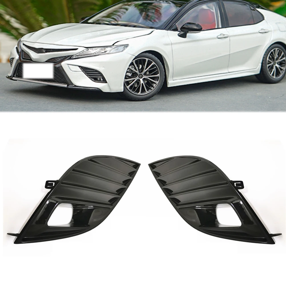 Przedni zderzak samochodowy lewego prawego czarna kratka rama pokrywa lampy przeciwmgielnej mgła pokrywa na światła dla Toyota Camry SE XSE Hybid 2018 2019 2020