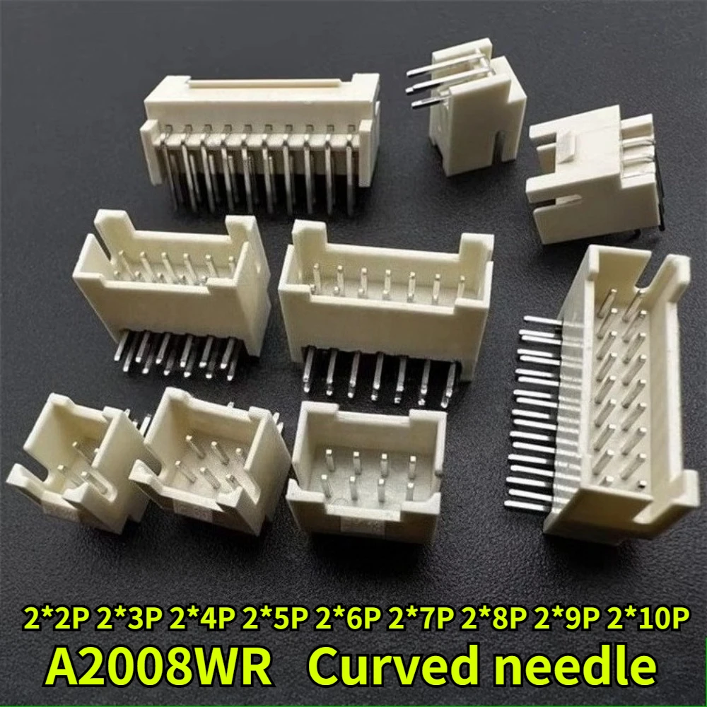 

A2008WR Double Row Curved Needle 2*2P/3P/4P/5P/6P/7P/8P/9P/10P Needle Socket Connector Pitch 2.0mm Curved Needle Seat CJ