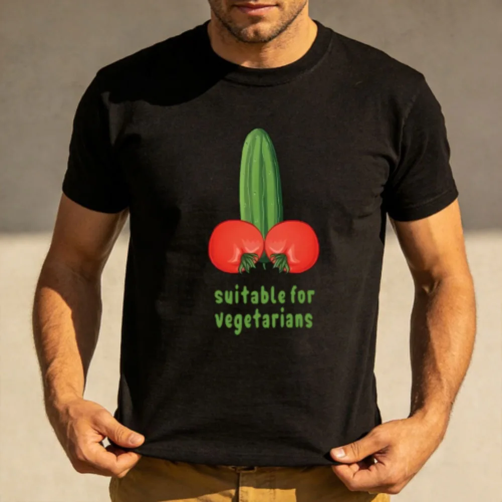 Vegetarian Food Humor Graphic Print Top Men T-Shirt Cotton Summer Casual Short Sleeve Fashion for Men Unisex Gift Idea