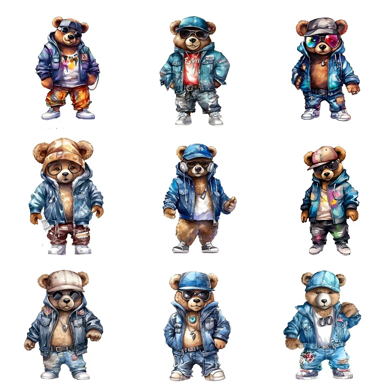 

Casual Bear Handsome Pretty Iron Clothing Stickers Men's T-shirt DIY Hoodie Jacket Patch Waterproof