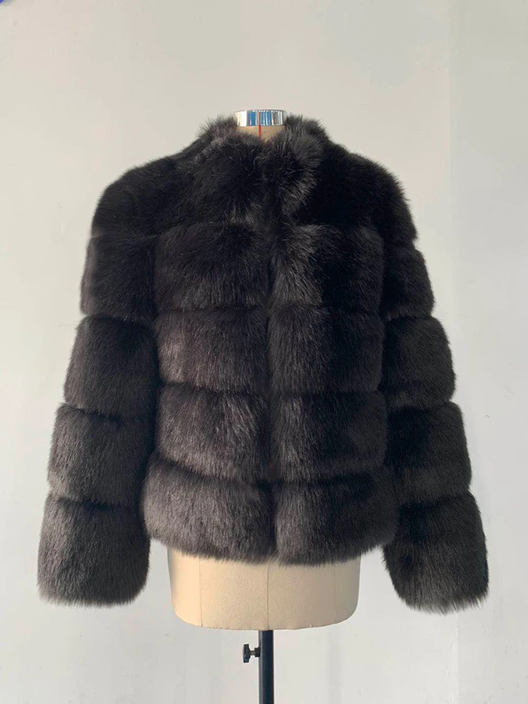 ZADORIN Fashion Thick Warm Winter Coat Women Luxury Faux Fox Fur Coat Jackets Women Stand Fur Collar Fake Fur Jacket Outerwear