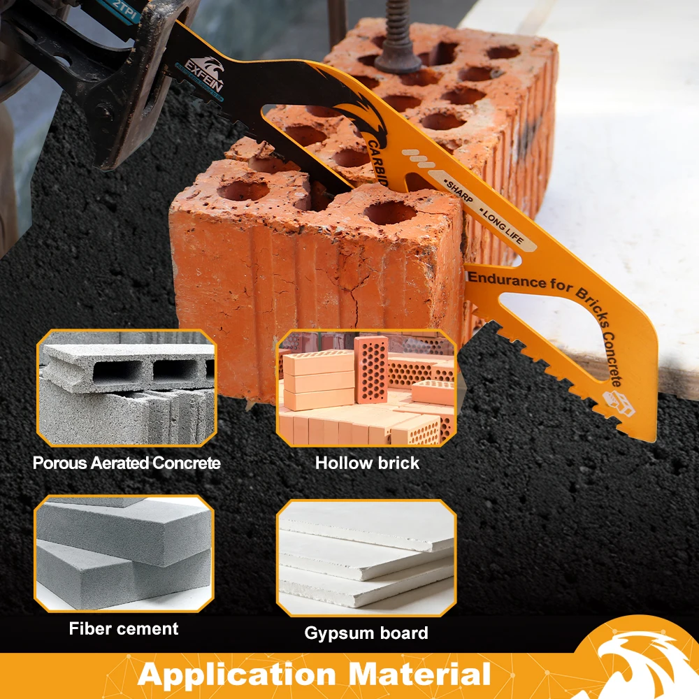 

EXFEIN Cutting Concrete Reciprocating Saw Blade 12-Inch Carbide Blades for Cutting Concrete Bricks Hollow Bricks Saw