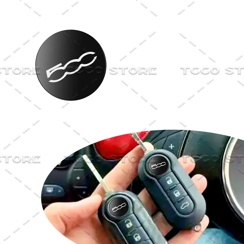 14mm 5Pcs Badge Car Emblem Remote Key Stickers Decor For Fiat 500 Logo Abarth 595 695 Panda Punto Bravo Stilo Accessories
