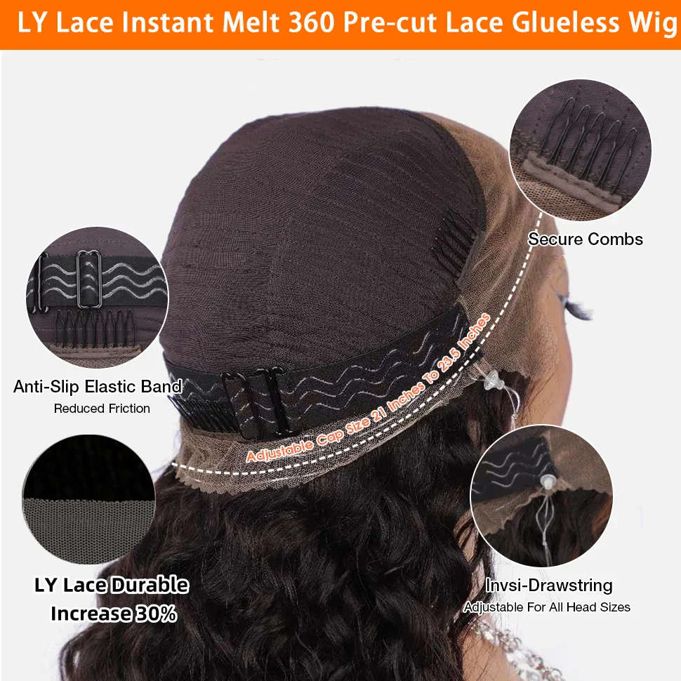 البورمية الضفيرة مع الانفجارات الزنجبيل 7x5 الدانتيل الشفاف غلويليس شعر مستعار جاهز لارتداء شعر بشري مجعد 360 كامل الدانتيل قبل قطع شعر مستعار دانتيل #6