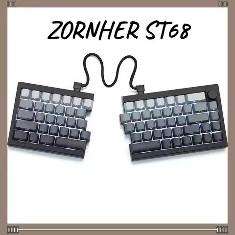 ZORNHER ST68 three-Mode Wireless Split Mechanical Keyboard 68 keys QMK Custom Low Light Keyboard for Office Gaming keyboard