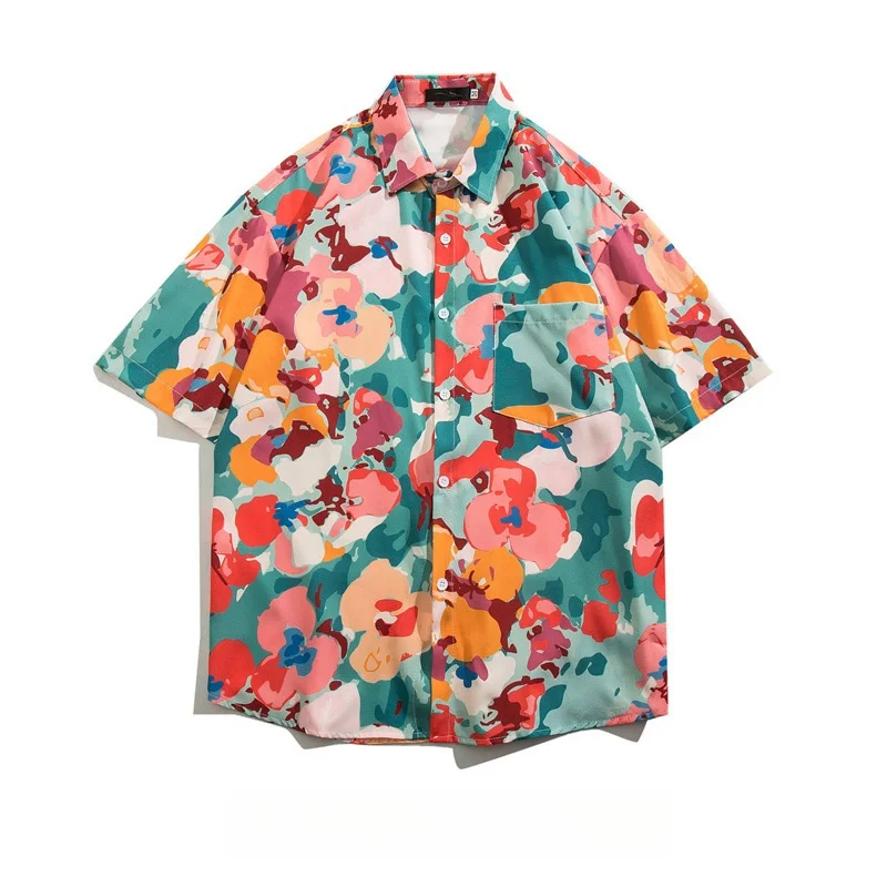 

Men's Summer Seaside Hawaiian Short Sleeve Floral Shirt Fashion Loose Casual Retro Beach Vacation Print Shirts