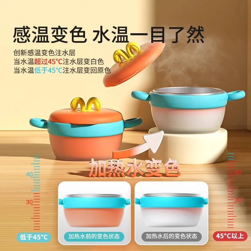 316 Stainless Steel Baby Feeding Bowl,Thermal Insulated Suction Bowl with Water Filling for Toddler, Anti-Slip Anti-Scald