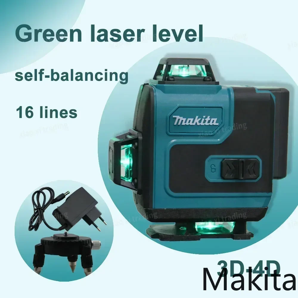 Makita 16-Line Laser Level Green Line Self-Leveling 360 Vertical Cross Super Powerful Green Beam High-precision Portable