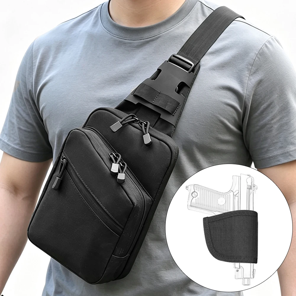 Edc Concealed Carry Bag - กระเป๋าปืนพกยุทธวิธีสำหรับพกพาแบบซ่อน พร้อมซองปืน กระเป๋าสะพายข้างสำหรับปืน กระเป๋าเครื่องมือ EDC กระเป๋าคาดอก