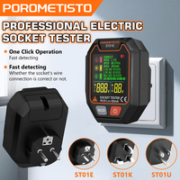 POROMETISTO ST01 Socket Tester Pro Voltage Test 30mA Socket Detector US/UK/EU Plug Ground Zero Line Plug Polarity Phase Checker