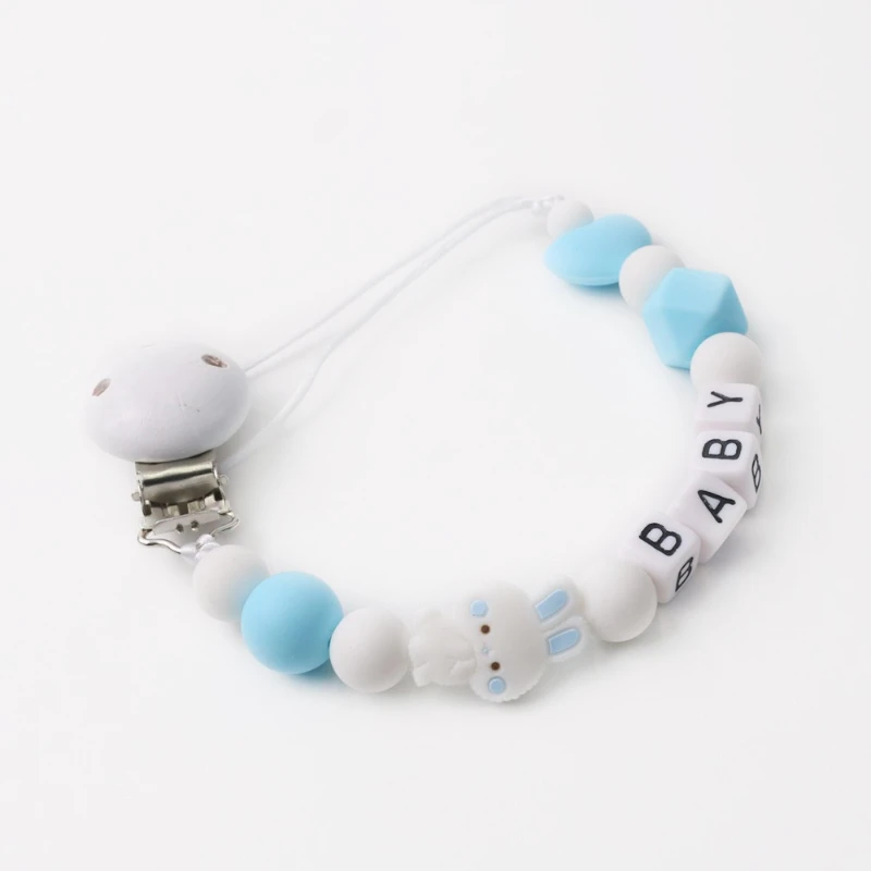 الطفل مخصص شخصية اسم سيليكون الخرز مشابك مصاصة للرضع سلسلة الوليد عضاضة الحلمة دمية حامل سوار مضغ التمريض هدية #2