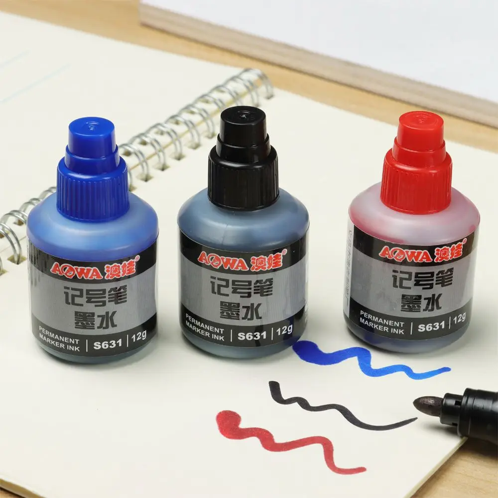 12ml Waterproof Instantly Dry Graffiti Paint Pen Oil Ink Refill For Marker Pens Black Red and Blue Optional