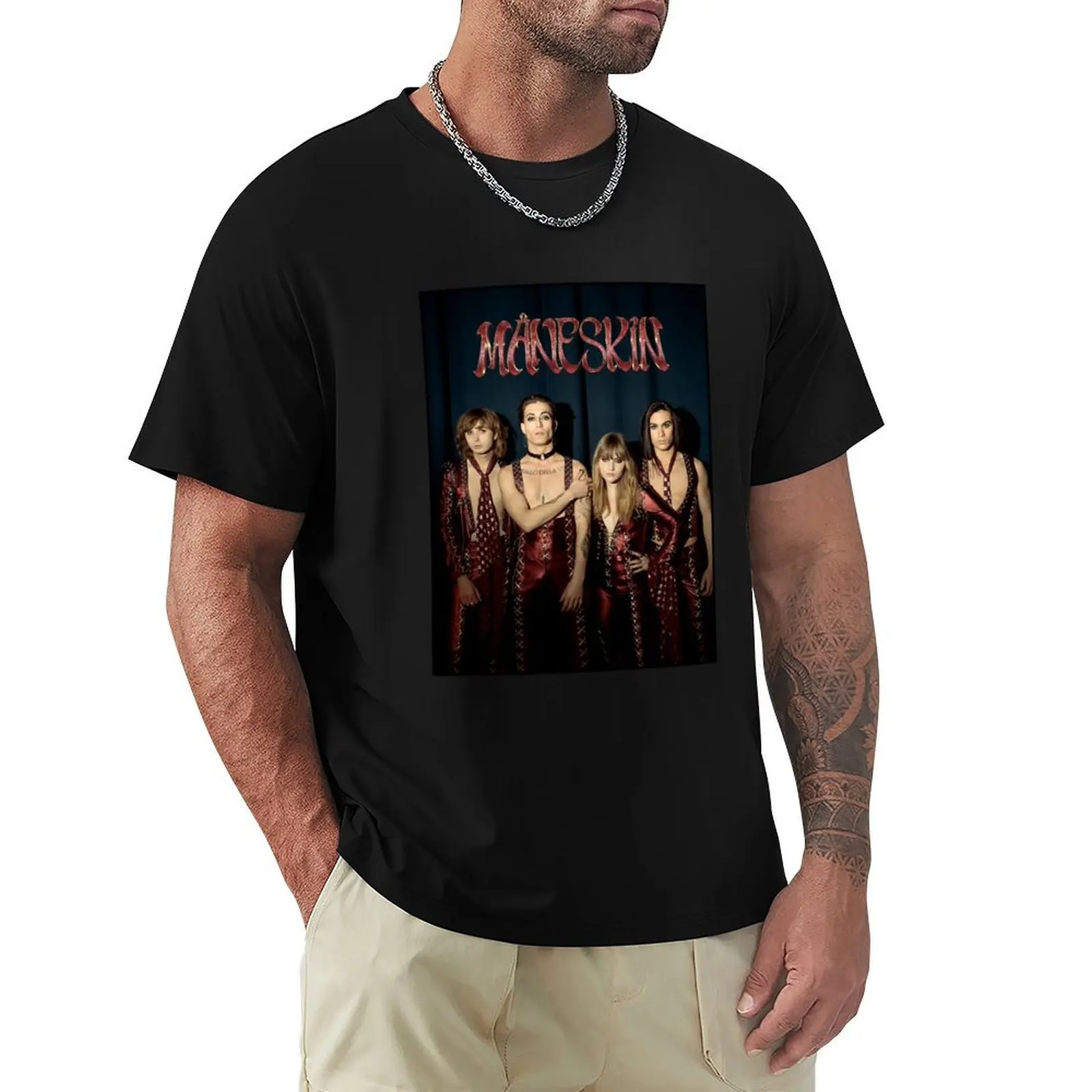 

Mneskin rock band Maneskin 5 T-Shirt luxury designer Luxury man black t-shirts for men