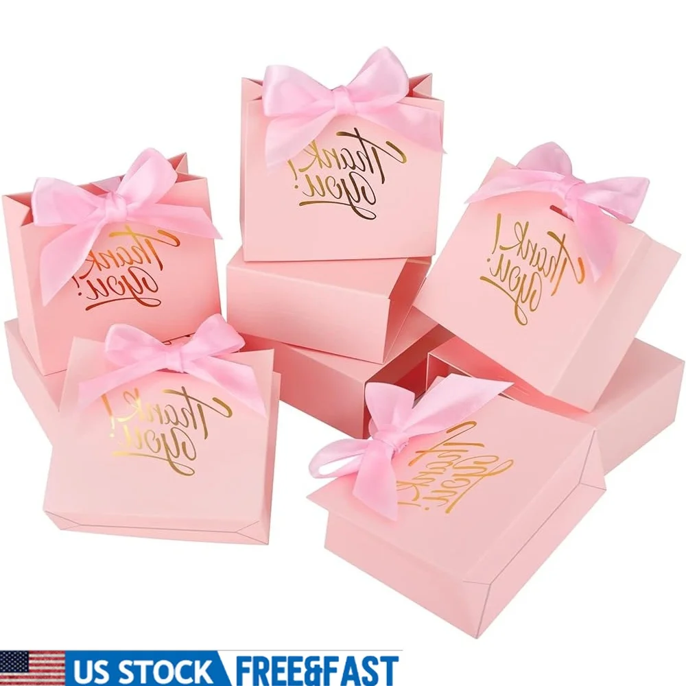 

50 Pack Small Gift Bags Thank You Bags Party Favor Bags with Bow Ribbon Mini Candy Boxes Weddings Baby Showers and Celebrations