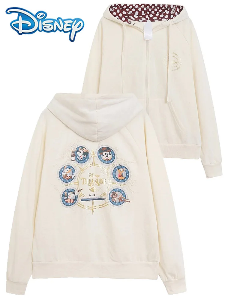 เสื้อสเวตเชิ้ตมีฮู้ดพิมพ์ลายการ์ตูนดิสนีย์ครูซไลน์ มินนี่ มิกกี้เมาส์ โดนัลด์ดั๊ก ผ้าฟลีซสำหรับผู้หญิง ซิปแบบมีฮู้ด เสื้อจัมเปอร์ผ้ากำมะหยี่