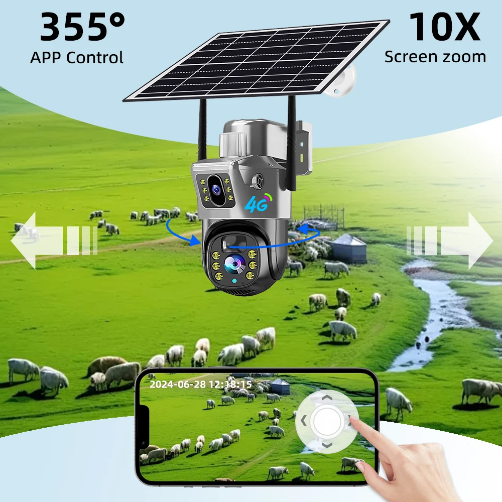 V380 Pro 4K 8MP 4G LTE Outdoor Security Camera, Dual Lens, PIR Human Detection, Auto Tracking, Night Vision CCTV
