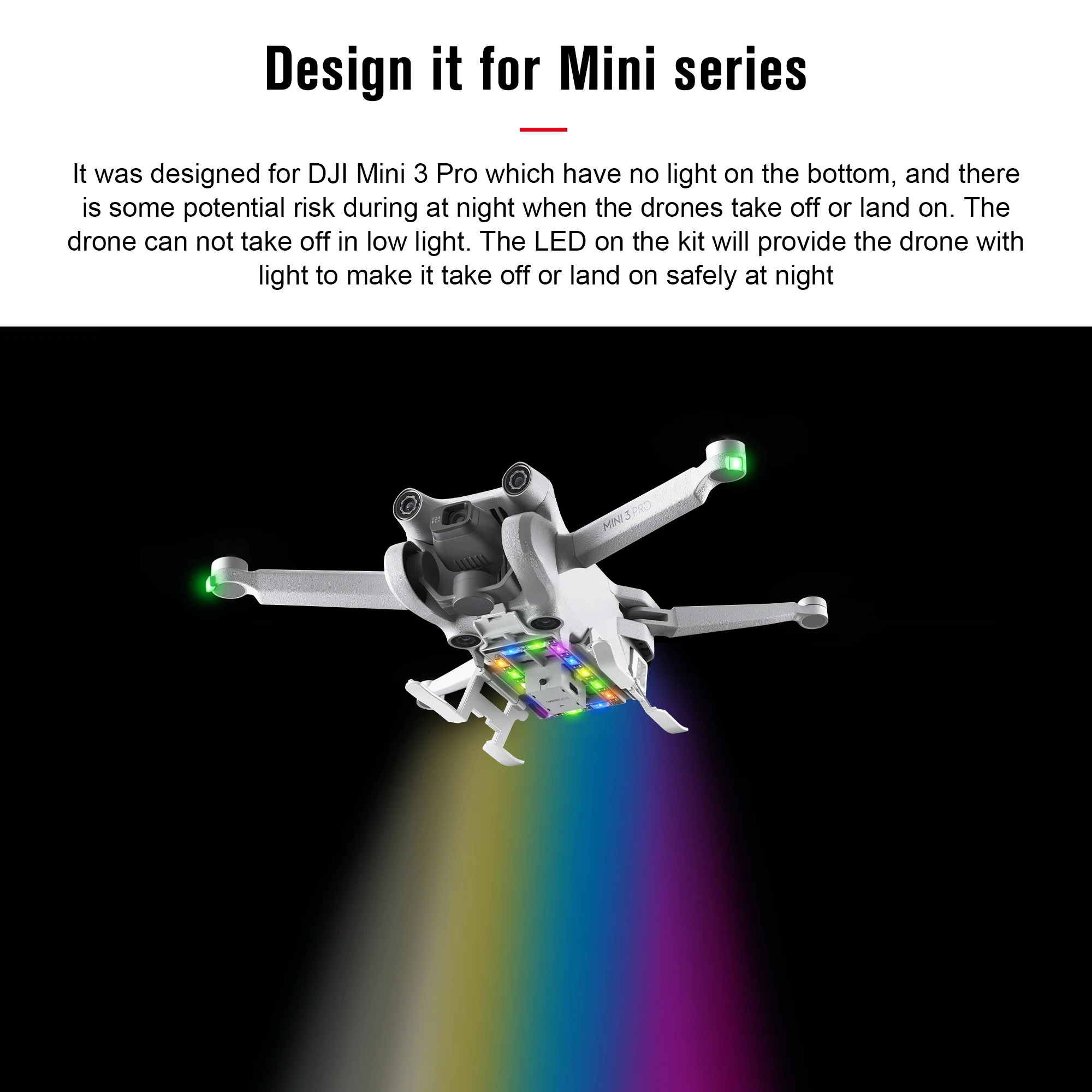 Colorful Landing Gear for DJI Mini 3 Pro Foldable Landing Gear with Flash LED Lights for DJI Mini 3 Drone Accessory