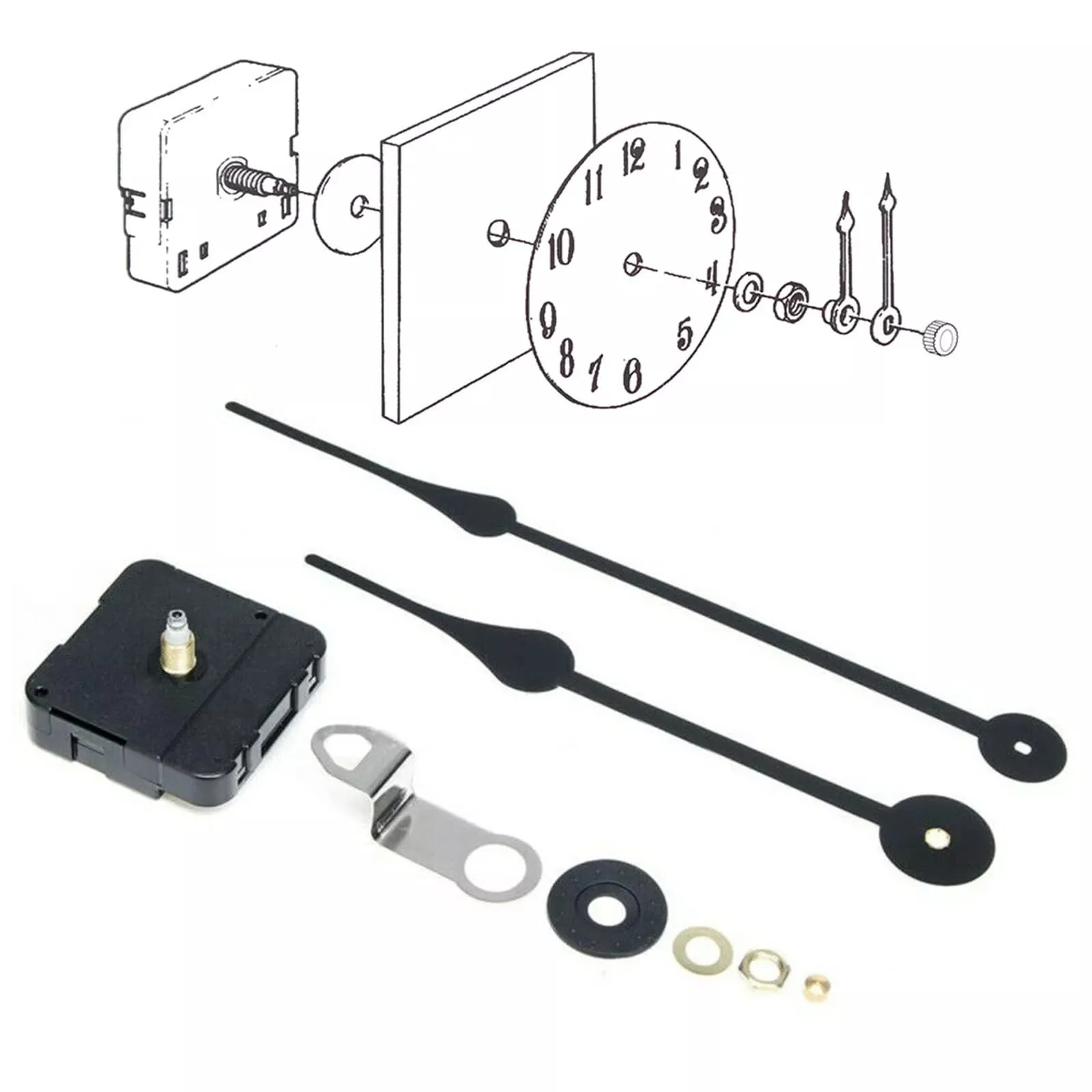 

1PCS 23mm axis length Quartz Outdoor High Torque Clock Movement Mechanism Motor Extra Long Hands Clock Parts Accessories