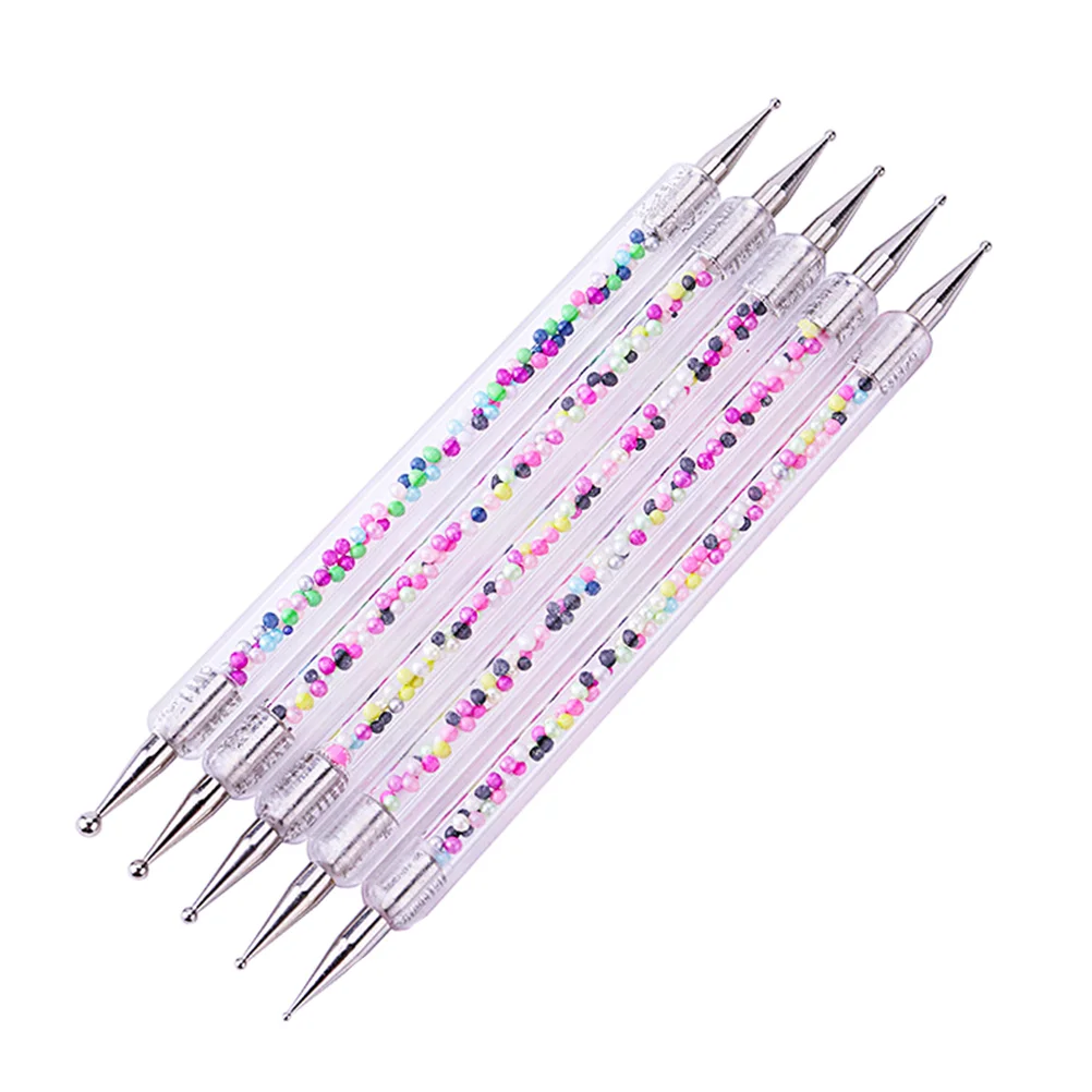 5pcs Colorful Dotting Painting Pen Ball Stylus Dotting Tools Double-headed Acrylic Rod Rhinestone Beads Picker Manicure Nail Pen