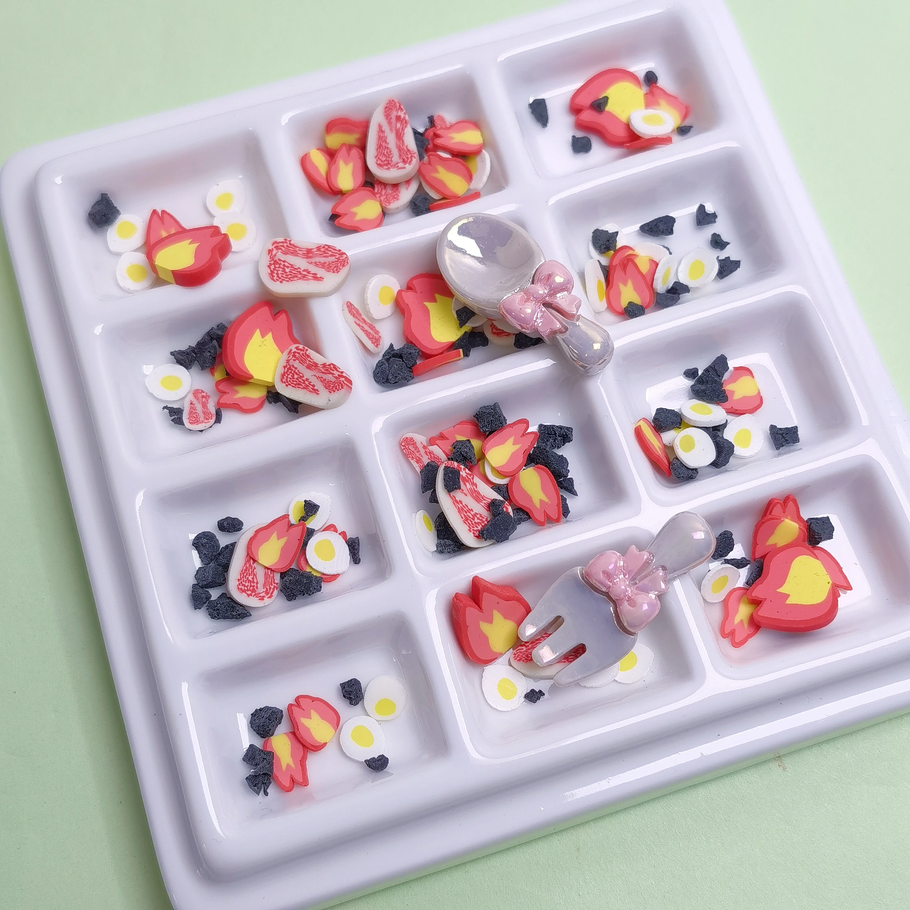 DIY Craft Slime Sprinkles Firework Peach Egg Mix Resin Spoon Fork Charms Polymer Clay Sprinkles Slices