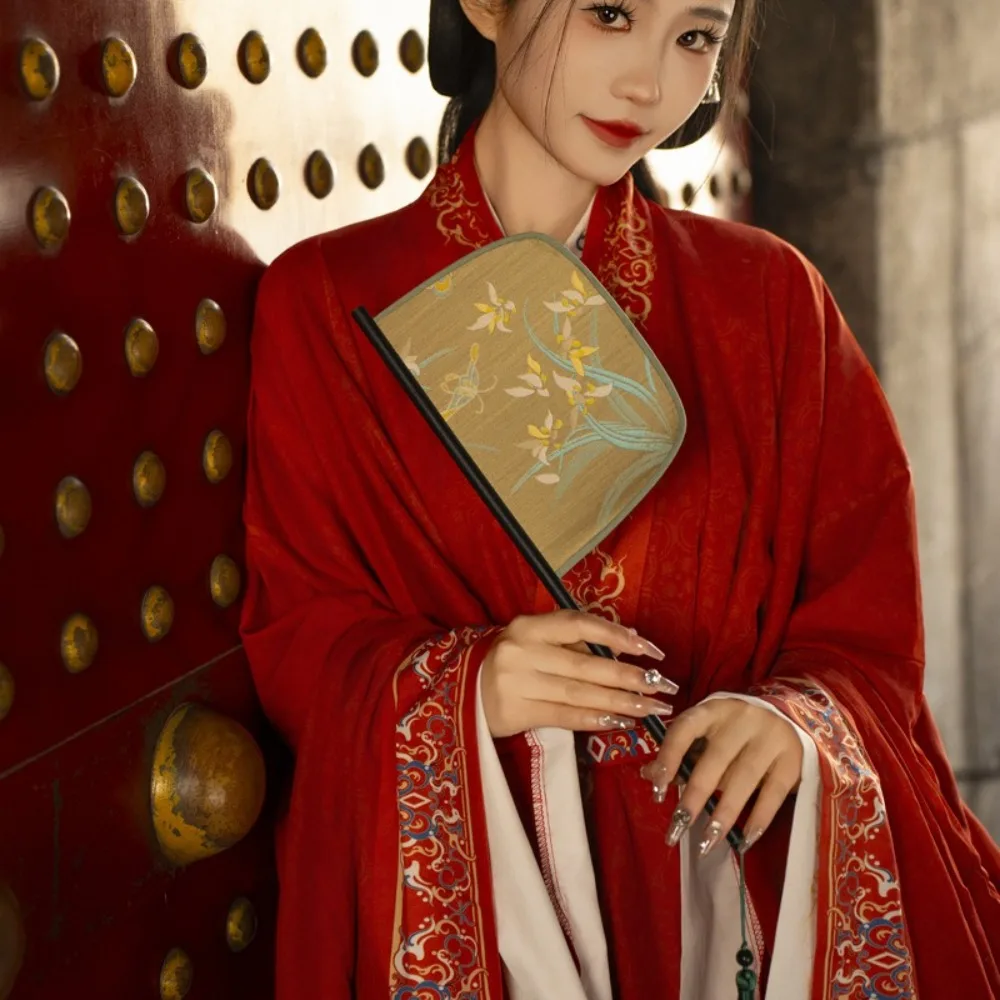 Classical Chinese Style Fan Long Handle Ginkgo Leaf Pattern Decorative Fan Elegant Exquisite Hand Held Fans Photography Show