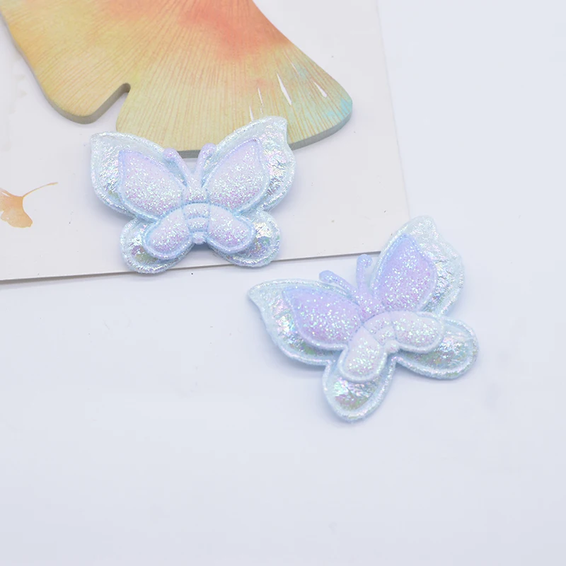 12Pcs 40*35mm Glitter Butterfly Padded Appliques for DIY Clothes Hat Shoes Sewing Patches Headwear Hair Clips Bow Decor