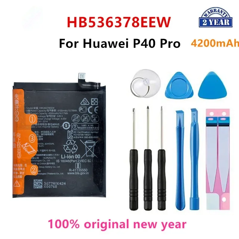 

100% Orginal HB536378EEW 4200mAh Phone Battery For HUAWEI P40 Pro P40Pro Replacement Batteries+Tools