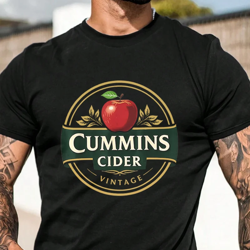 

Футболка CUMMINS CIDER со стильной круглой эмблемой, новинка 2026 года, винтажный стиль, унисекс, повседневная, с коротким рукавом