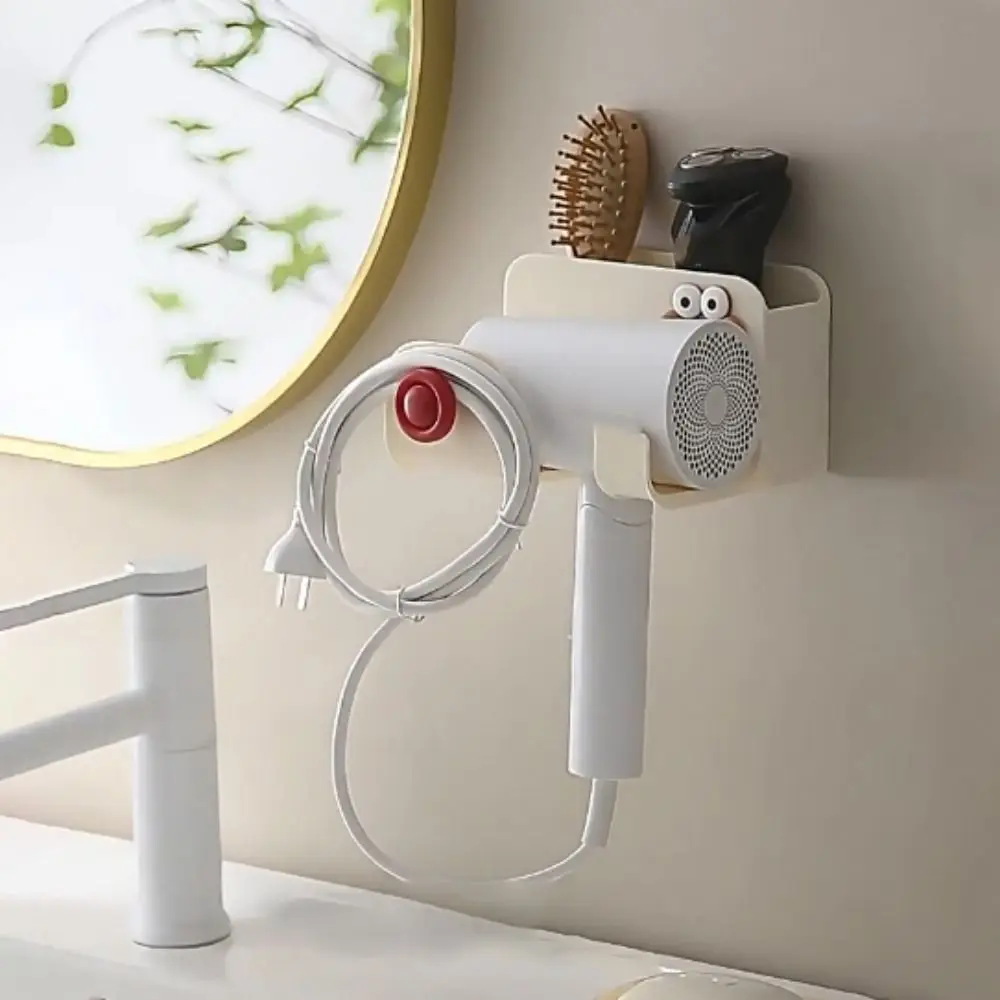 

Plastic Dopamine Hair Dry Holder Self-Adhesive Wall Mounted Hair Dryer Storage Rack Cute No Punching