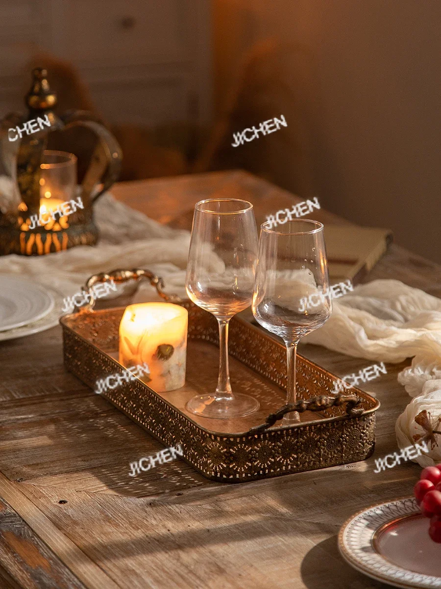 

XHX Decorative Rectangle Trays With Flower Pattern, Lace Cut-Out Design, Set Of 2