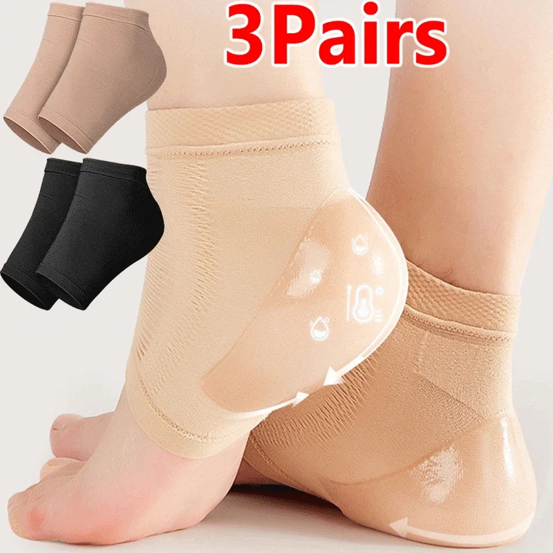 1/3 pasang pelindung silikon lengan bantalan hak cangkir tumit Plantar Fasciitis dukungan kaki perawatan perbaikan bantal setengah halaman kaus kaki Gel tumit