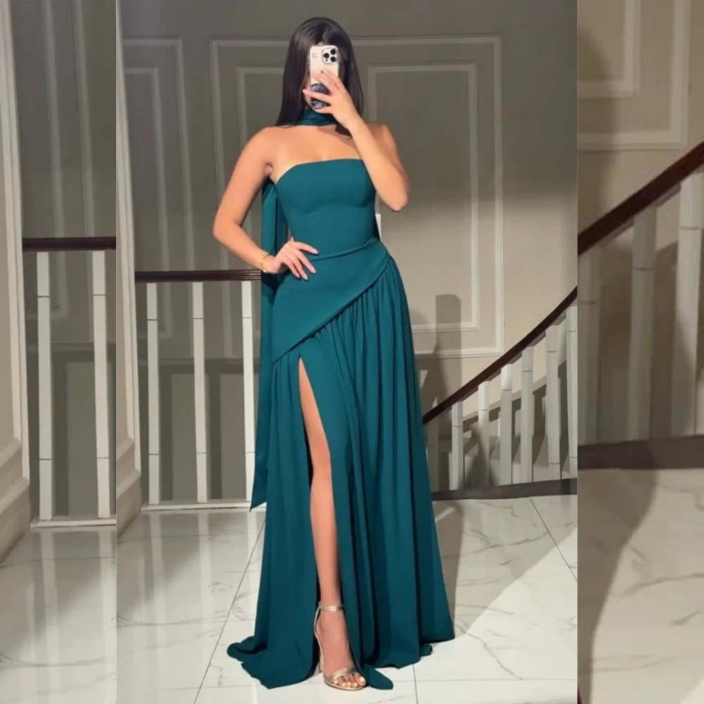 

Изысканные шифоновые плиссированные длинные платья трапециевидной формы без бретелек по индивидуальному заказу, вечерние, высокое качество, формальные