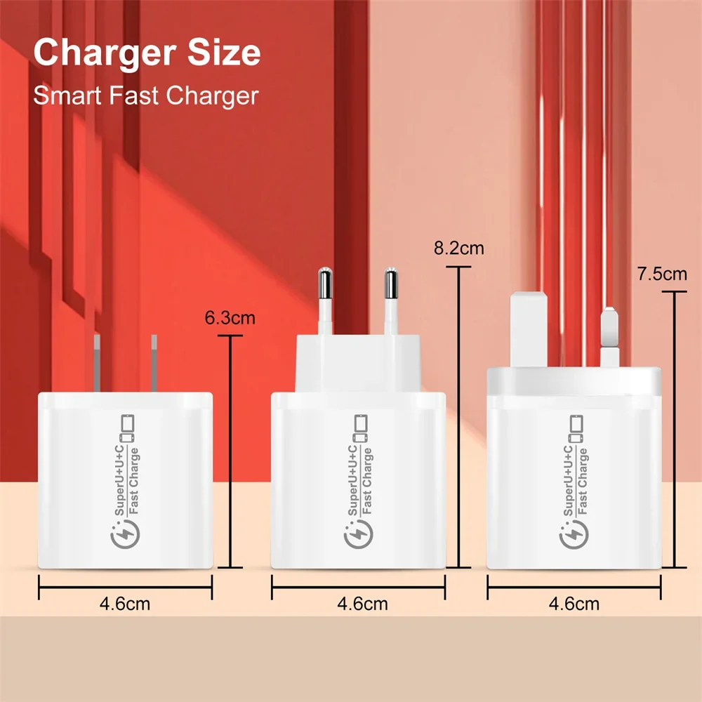 الهاتف المحمول USB C شاحن 48 واط PD شحن سريع نوع C الجدار محول آيفون 16 برو ماكس Xiaomi 15 13 14 سامسونج S23 S24