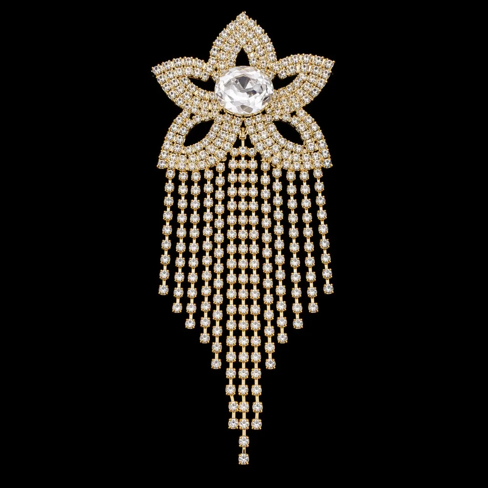 Rhinestone Shoulder Epaulets Fringe Exaggerated Shoulder Ornament Lightweight Sparkly AB Crystal Rhinestone Epaulets
