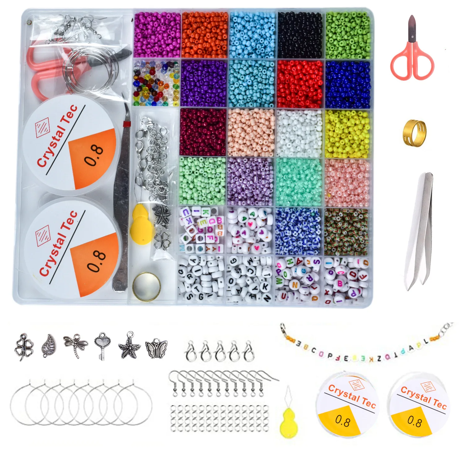 

1Box Letter Bead Set Glass Rice Beads DIY Handmade Necklace Bracelet Jewelry Accessories Beaded Loose Bead Combination