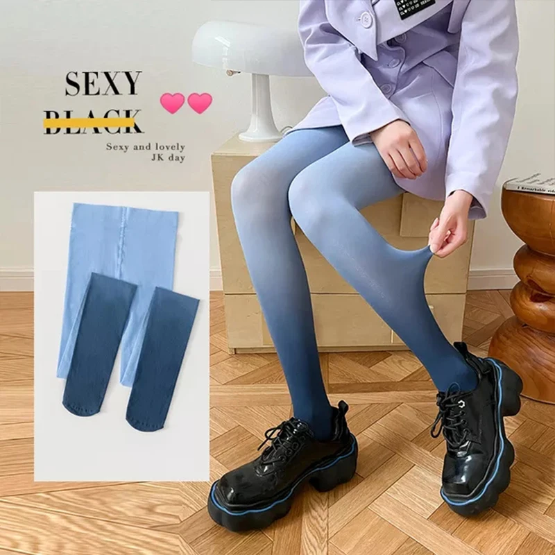 80g Thin Pantyhose Women 6 Colours Sexy Elasticity Tights Fashion Spring Autumn Thermal Stockings Gradient Woman Pantyhose image 5