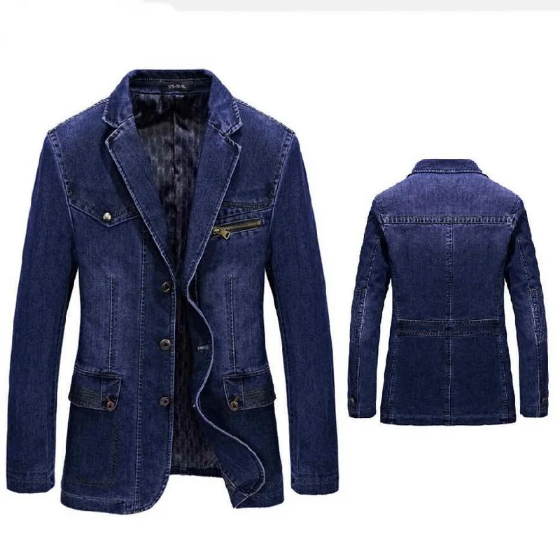 

Men's Denim Clothing Suit Jackets Mens Denim Blazers Luxury Jean Coats Windbreaker Type Cowboy Outwear