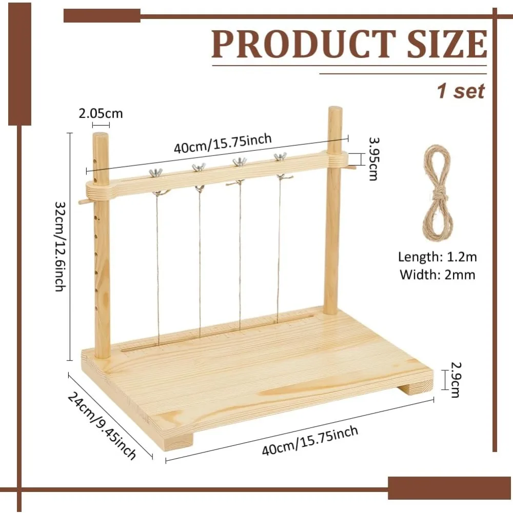 15.7x9.4inch Bookbinding Sewing Frame Set Hand DIY Book Binding Tools with Hemp Rope for DIY Bookbinding Crafts and Sewing