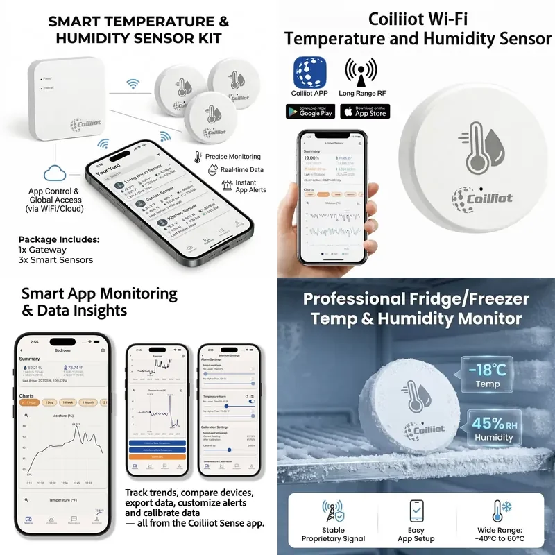 【CHIMU HOME】 Wi-Fi Hygrometer Thermometer for Smart Warehouse Refrigerator Wireless Temperature and Humidity Sensor FCC ID