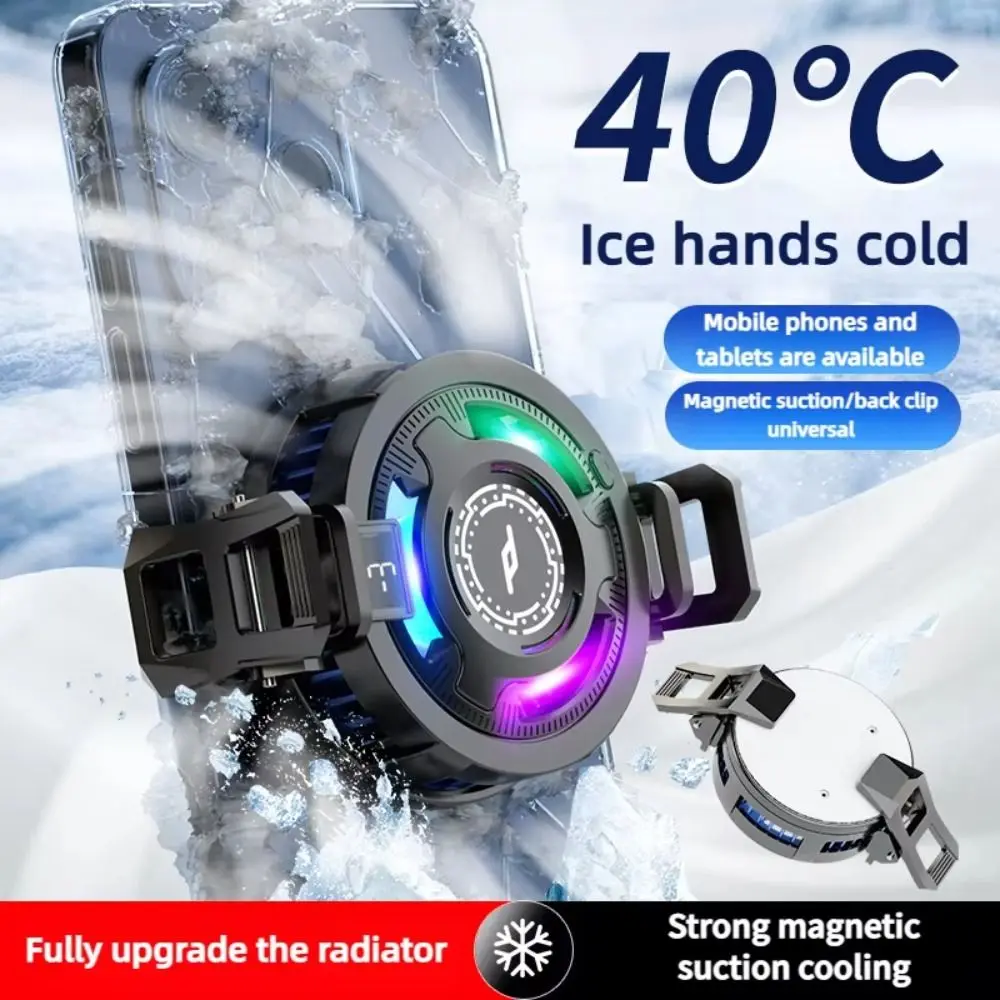 

ABS Magnetic Phone Cooler RGB Digital Display Back Clip Type Cooler Type C Interface Detachable Semiconductor Cooling Fan