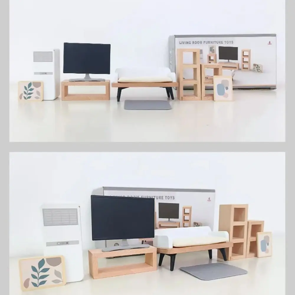 Kitchen Dollhouse Furniture Miniature Toy Living Room Scene Wooen Dollhouse Furniture Children's Room Bedroom Bathroom DIY Scene