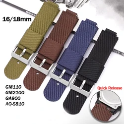 16mm 18mm Nylon Canvas Strap for GM110 GM2100 GA900 5600series AE1000 AQ-S810 Watch Band Quick Release Men's Accessories