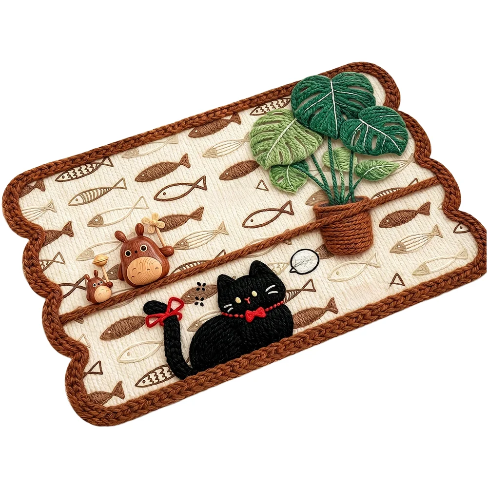 Non Slip Absorbent Bath Mat Cartoon Geometric Pattern Washable Bathroom Rug Quick Dry Floor Mat For Home Bathroom Bath Mats