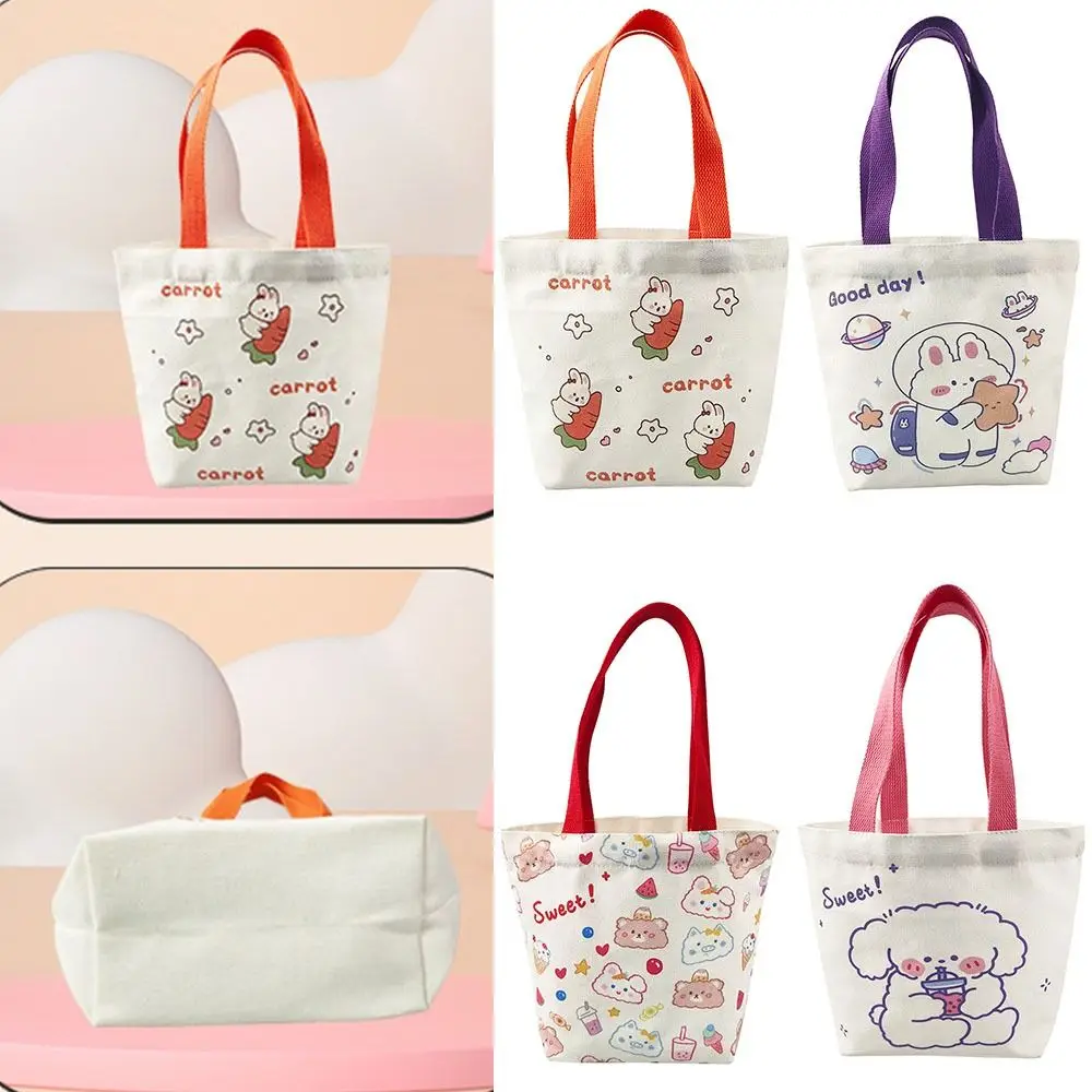 

Tote Food Bag Women Small Canvas Bag New Mini Handbags Cartoon Storage Bags Summer Handbag Bear Rabbit Cute Canvas Bags