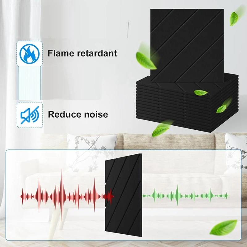 12 Pack Soundproof Foam Panels 12X12x0.4 Inch, Self Adhesive Acoustic Foam Panels For Acoustic Treatment