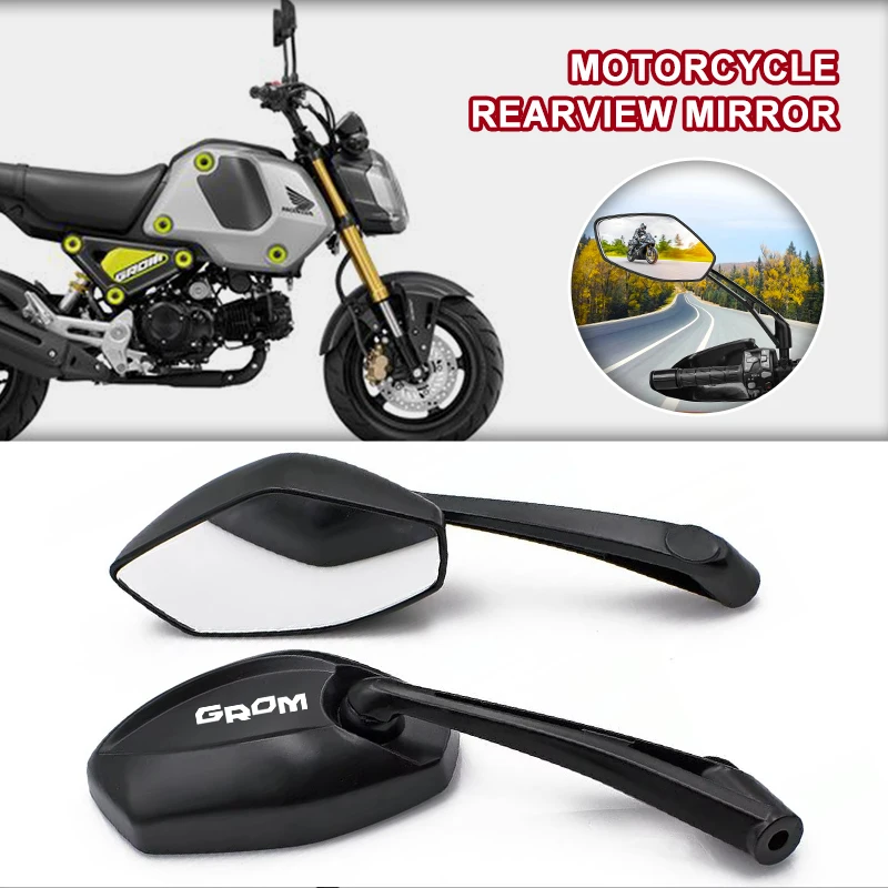 1 Pair 10mm 8mm Motorcycle Side Rearview Mirrors Wide Angle Adjustable For Honda Grom 125 MSX125 Grom Scrambler Concept Grom