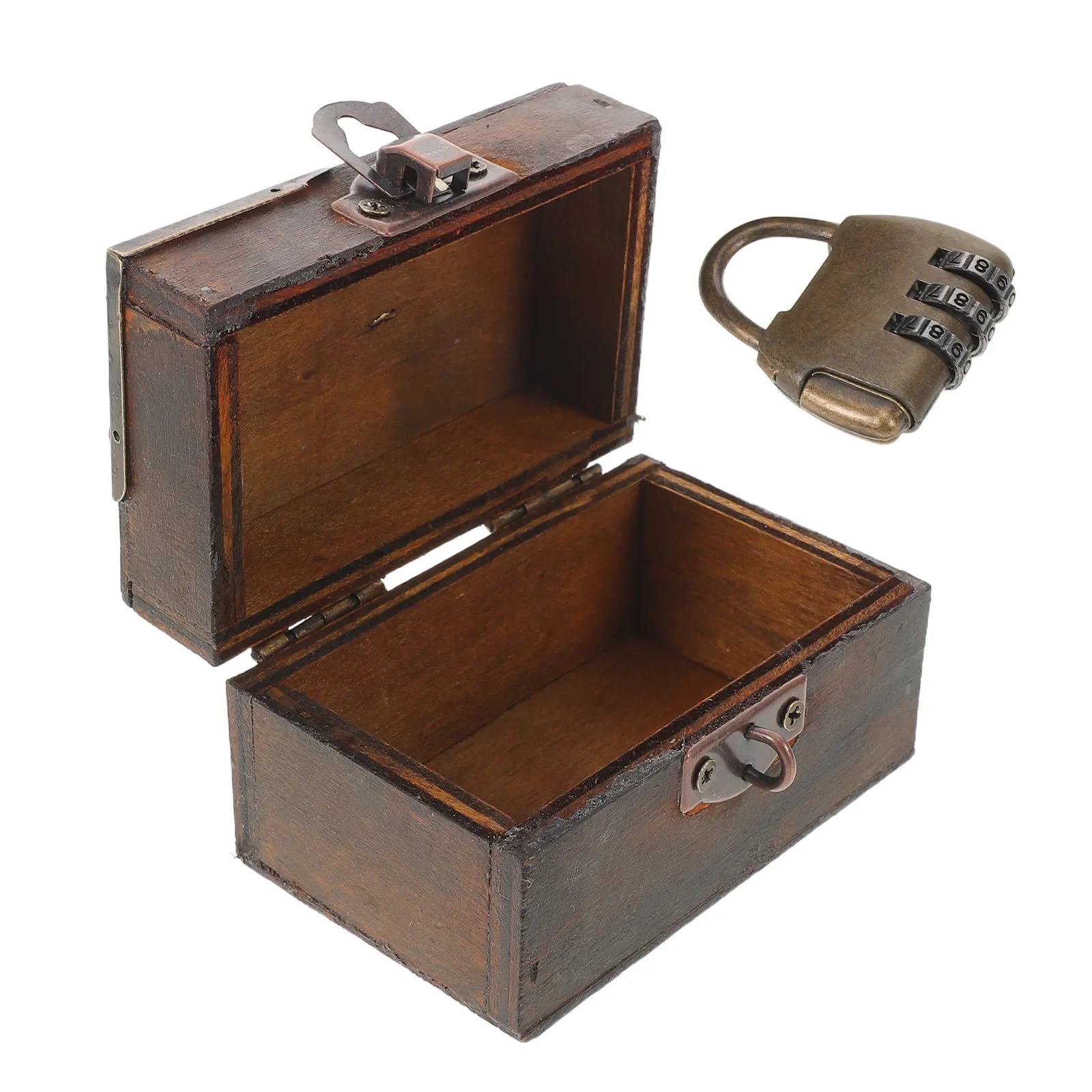 

Vintage Jewelry Box Lockable Solid Wood Keepsake Chest Elegant Chinese Style Desk Organizer Decorative Storage Box