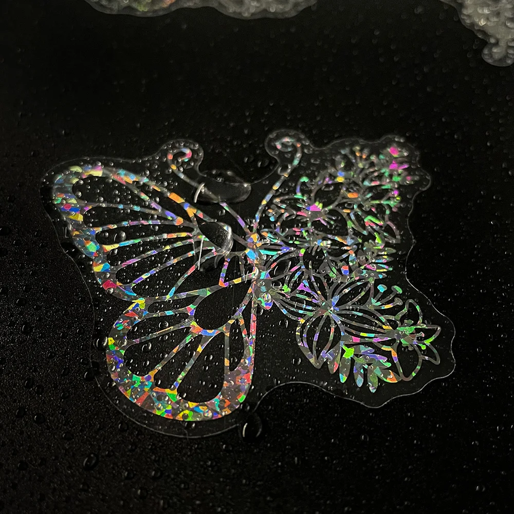 10/30/50/100pcs Cool Holographic Laser Butterfly Cartoon Stickers Cute Aesthetic Transparent Decals Luggage Laptop Girl Sticker