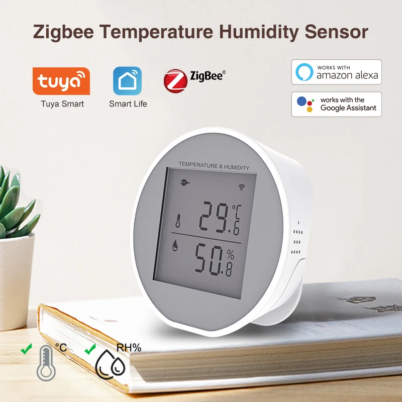 Tuya Smart Zigbee Temperature Humidity Sensor Indoor Hygrometer Thermometer Detector LCD Screen App Control Battery Or USB Power