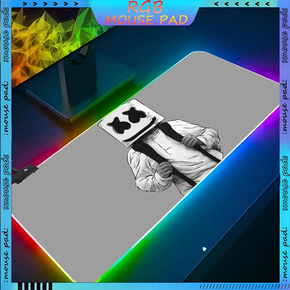 Marshmello Mouse Pad RGB Keyboard Cover Desk-mat Colorful Surface Waterproof Multi-size World Computer GamerMause pads Cute Cart